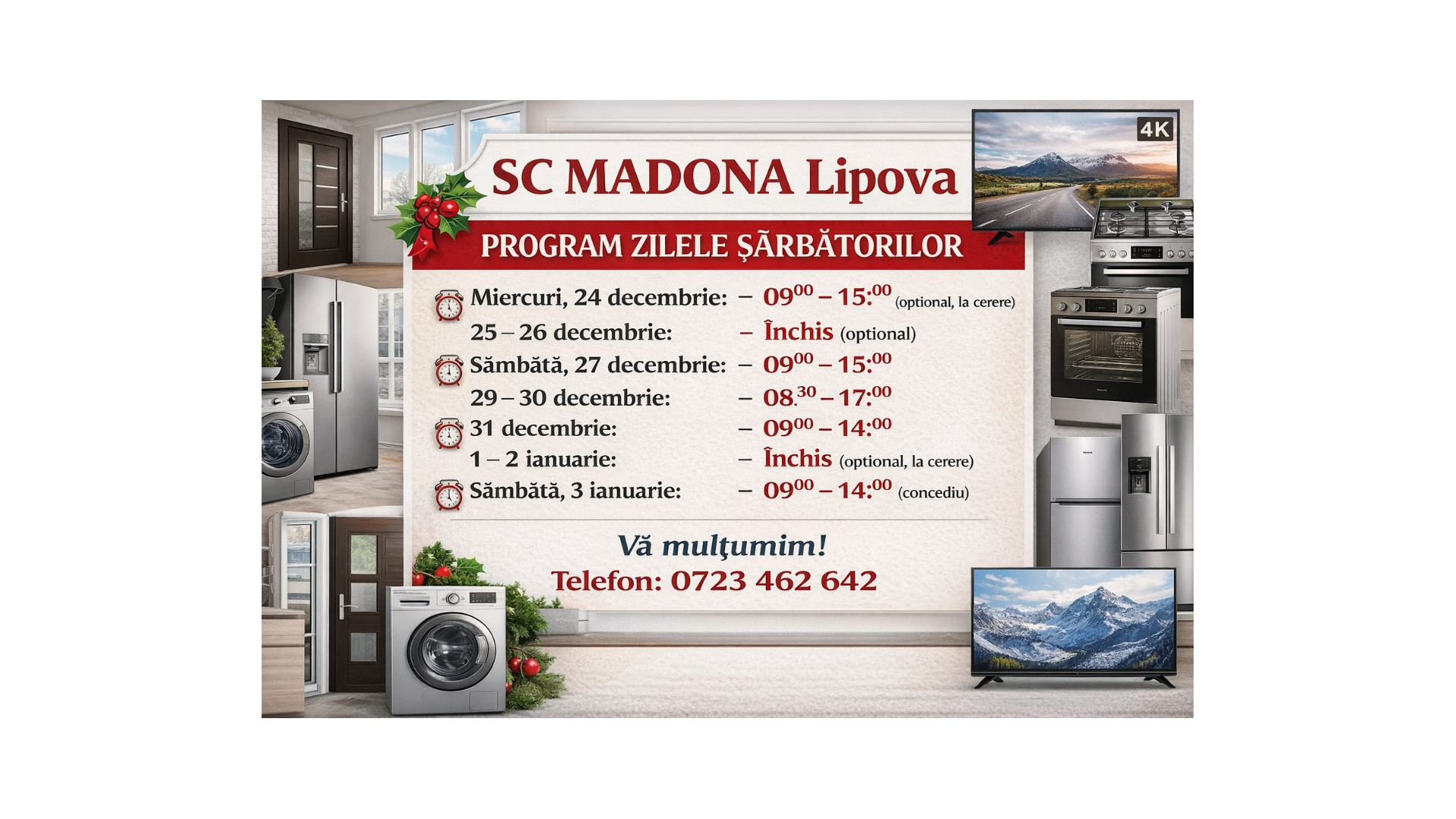 Program de sărbători